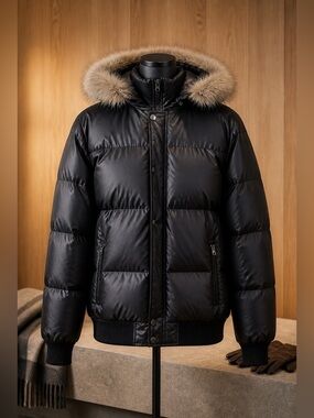 GL VIBES ARTIC SERIES 07 MENS Hooded Jacket Size Large Black SUPER WARM EUC